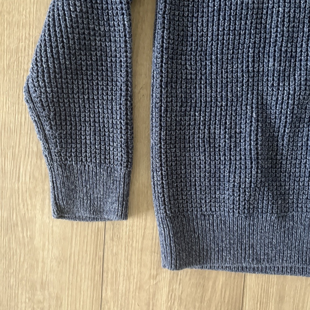 LL Bean Mens Large Organic Cotton Waffle Sweater Rollneck Crew Blue 509337 - Picture 2 of 6